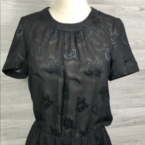 Cooper & Ella Phoebe Ruffled Black Dress Womens XS Short Sleeve Midi - Picture 6 of 16